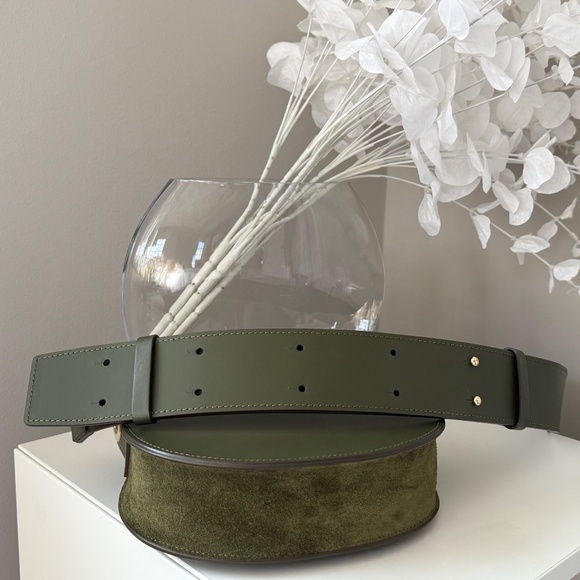 LePARMENTIER Paris Yucca Suede and Leather Shoulder Bag in Military Green - Picture 14 of 14
